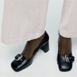 ♠️ ZARA Genuine Leather Buckle Heels